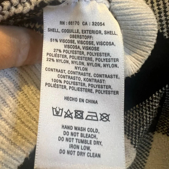 Anthropologie ruffle collar pullover sweater large black white plaid check - Picture 10 of 15